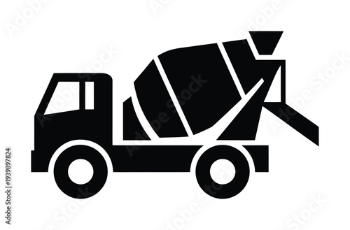 Vector of a cement truck with its drum rotating.
