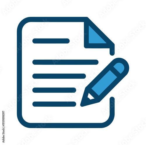 Vector graphic of a document page with a pencil