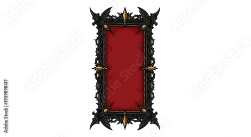 Ornate Gothic Mirror Frame with Red Velvet Interior