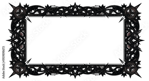 Ornate Gothic Black Frame with Spiky Ornaments and Dark Floral Motifs