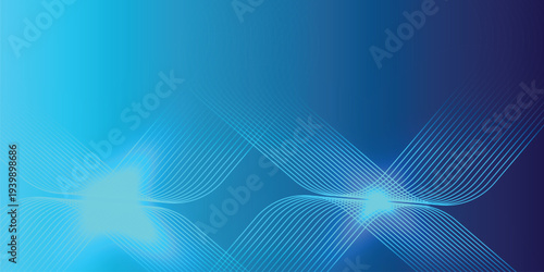 Blue abstract crossing wave lines background, neon gradient futuristic technology banner design
