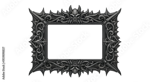 Gothic Ornate Frame with Skulls and Spikes