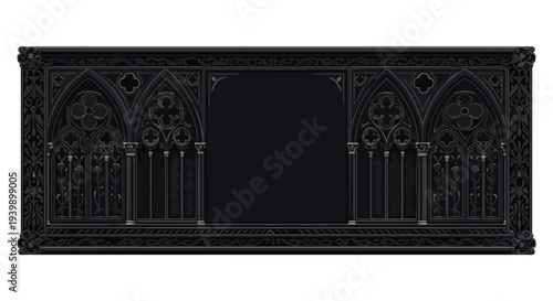 Gothic Archway Facade with Ornate Carvings and Columns