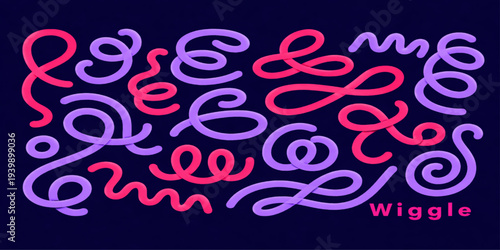 A vibrant neon pink heart illustration serves as a happy party celebration symbol for a valentine or birthday greeting card design featuring artistic text and festive holiday font art