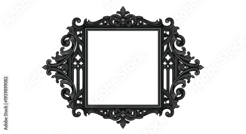 Ornate Black Gothic Picture Frame with Swirling Decorative Elements