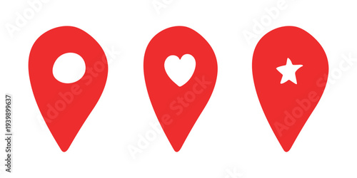 Set of hand drawn map pin Map marker pointer sign GPS and mapping tools Location pin symbol Pinpoint clipart in doodle style Single element for web, design