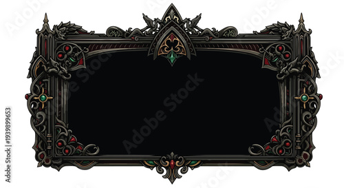 Gothic Ornate Frame with Dragon Motifs and Jewels