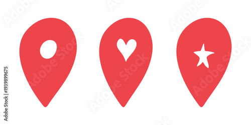 Set of hand drawn map pin Map marker pointer sign GPS and mapping tools Location pin symbol Pinpoint clipart in doodle style Single element for web, design