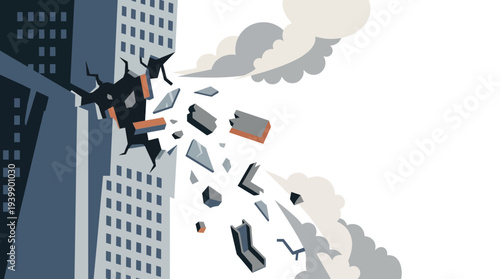 a wall damaged by a bomb attack