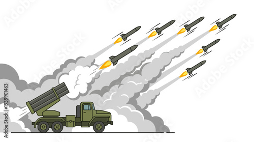 Rockets launched from artillery
