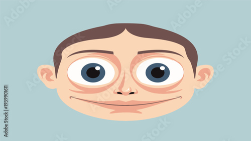 Cartoon Man Face with Wide Eyes.