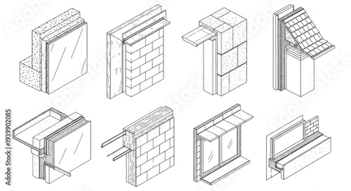 Construction and Architectural Building Detail Cross-Sections