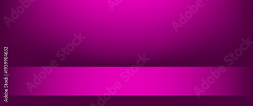 Minimalist Magenta 3D Studio Podium Background. A sleek vector illustration featuring a clean horizontal shelf with soft lighting and deep purple shadows. Perfect for premium product display.