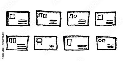 Set of hand drawn envelope with letter inside Mail and correspondence doodle Love, communication, invitation Single element for design, print, decor