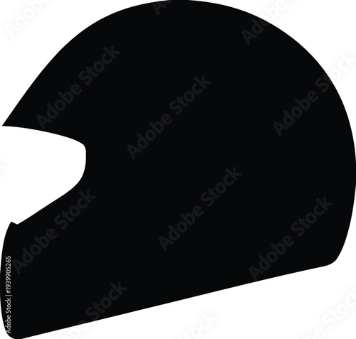 Black and white motorcycle helmet silhouette