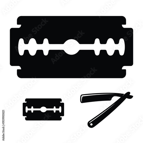 Black and white razor blade and safety razor shaving