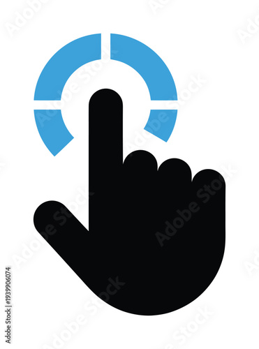 Vector hand icon pressing a circular refresh button.