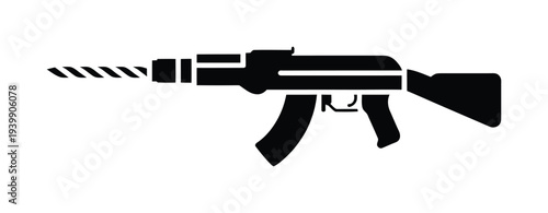 Vector of a modern automatic rifle with distinctive features