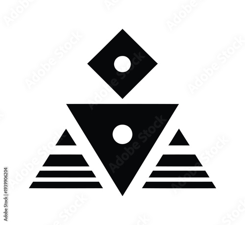 Minimalist vector design featuring geometric shapes and symmetrical patterns.