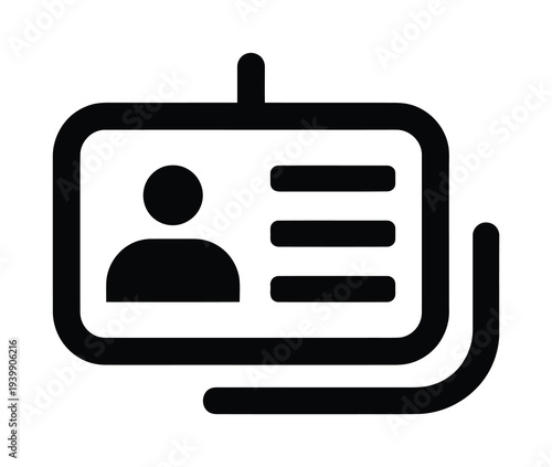Vector icon of an identity card with a lanyard attached