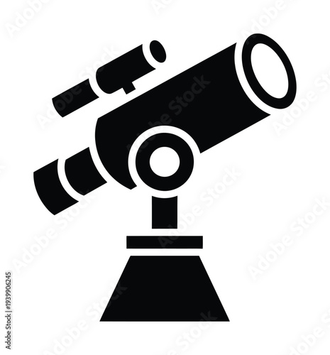 Vector of a refractor telescope mounted on a stand