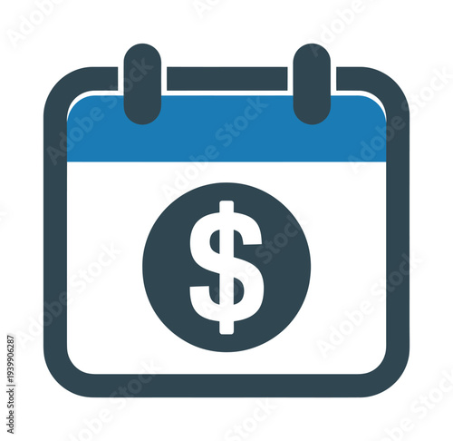 Vector calendar with a dollar sign symbolizing financial planning or scheduling