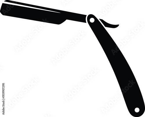 Black and white silhouette of a straight razor shaving tool