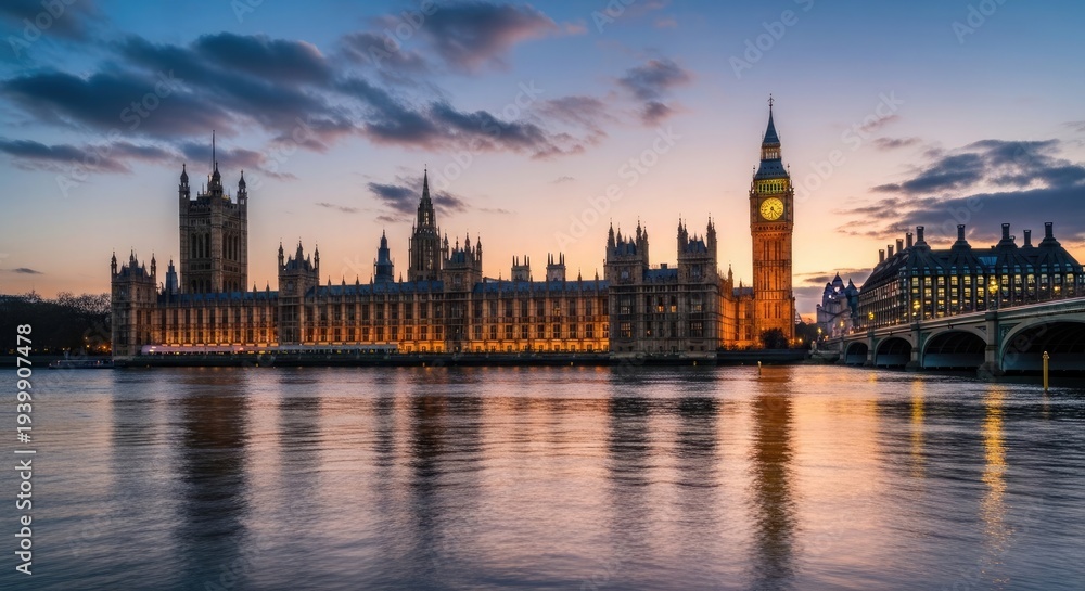 Fototapeta premium The houses of parliament and big ben at sunset london england