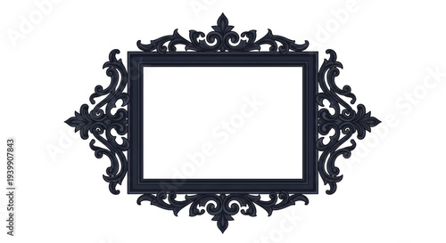 Ornate Black Vintage Frame with Filigree Flourishes - Decorative Border Element