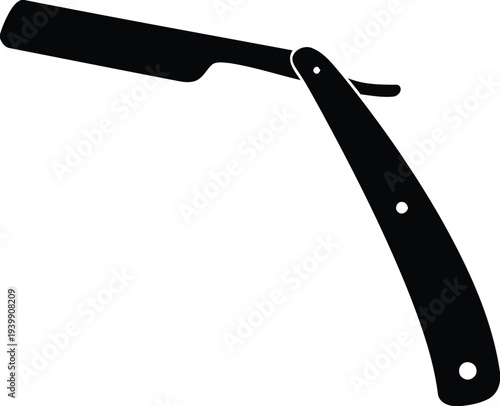 Black folding knife with curved blade and handle