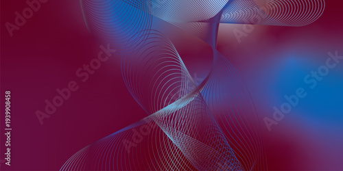 Glowing DeepSkyBlue, Purple and Blue abstract light streaks sweeping across a deep shadowy space with sparkling micro particles, modern digital technology background, vector style