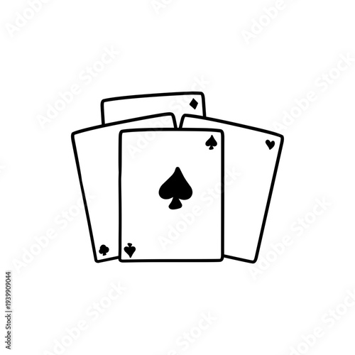 Set of Four Playing Cards Ace of Spades Illustration