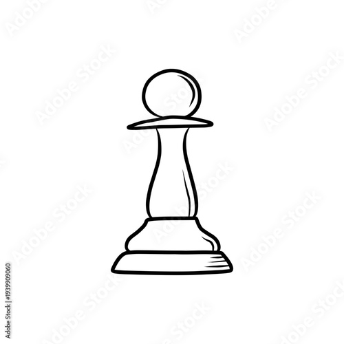 Chess Pawn Piece Illustration Minimalist Line Art Style