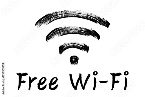 Hand drawn free wifi spot zone sign Public wi-fi area sign Wireless internet clipart in doodle style Single element for print, web, design, decor 3G, 4G, 5G, 6G, IoT