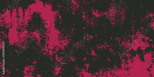 Abstract a textured artistic image, painted with a grunge style, creating a rough and edgy appearance. The combination of black and pink color splashes creates a visual impact.