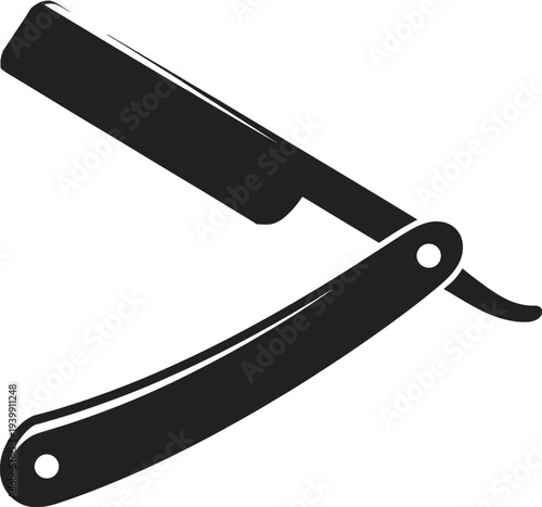 Minimalist black and white straight razor shaving blade