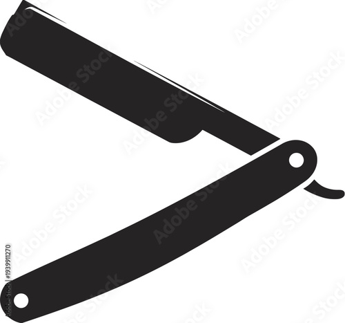 Minimalist black and white straight razor shaving blade 1