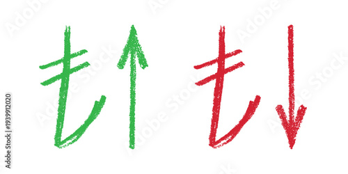 Hand drawn turkish lira currency symbol Growth and fall profit with arrow up and down Brush stroke doodle Element for design