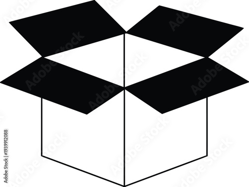 Open black box with white interior and lid flaps