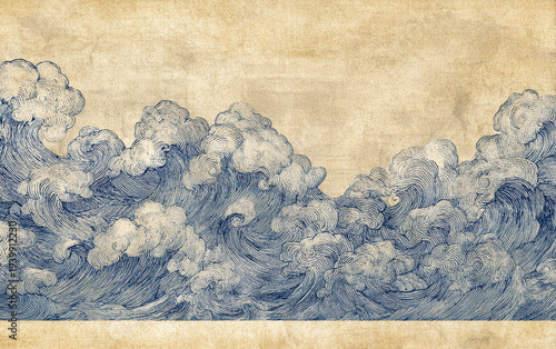 Great Wave Japanese Woodblock Style