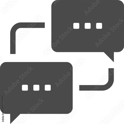 Two overlapping gray speech bubbles with ellipsis minimalist