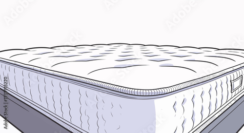 A mattress is placed on a flat surface in a simple setting, showing its design and structure for potential buyers.
