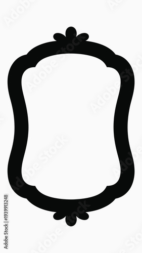 Vintage ornamental mirror frame in black silhouette