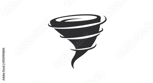 Black Tornado Icon on White Background.