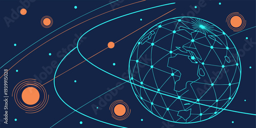 High-tech artificial intelligence sphere with bright network connections symbolizing data flow and digital innovation.