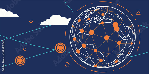 Cyber network sphere with luminous connections symbolizing AI intelligence, big data, and advanced technology concepts.