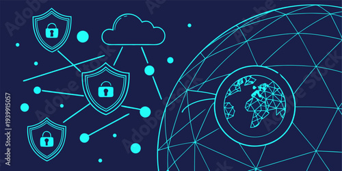 Abstract cyber sphere built from glowing connections representing artificial intelligence and modern data networks.