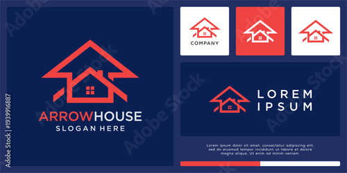 Arrow house logo design abstract template