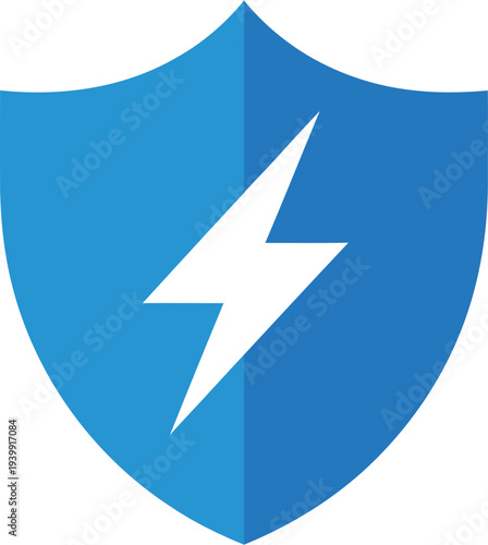Protection shield with electric energy symbol on it graphic illustration
