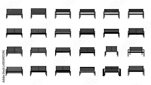 Diverse Collection of Minimalist Benches and Sofas Icons for Graphic Design Projects